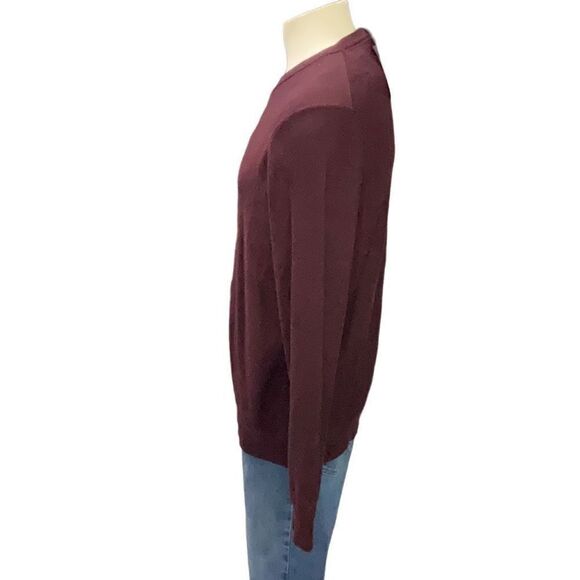 NWT Lachlan British Inspired Burgundy Cotton Sweater Long Sleeve V Neck Size L - Picture 3 of 5